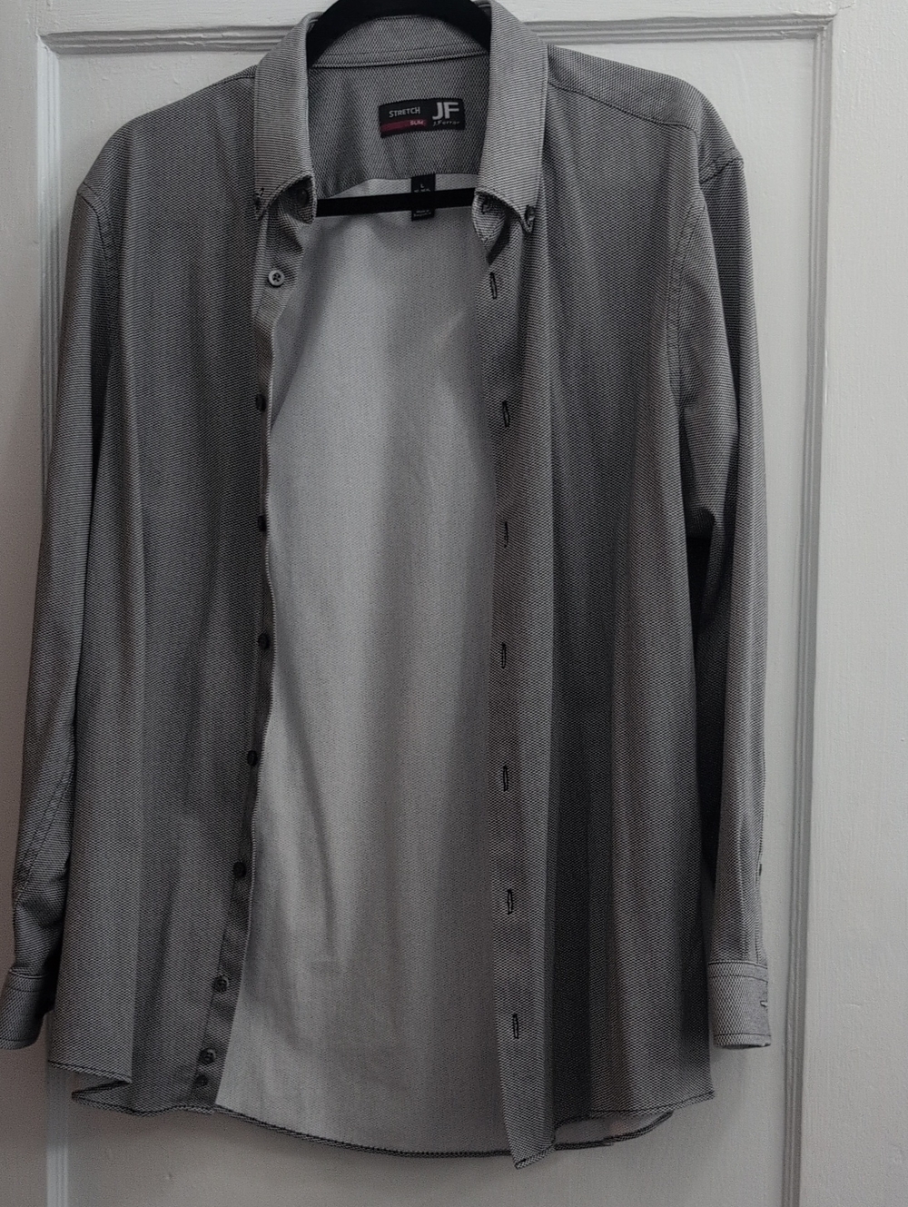 jf j.ferrar Men's Grey Micro-Pattern Dress Shirt
